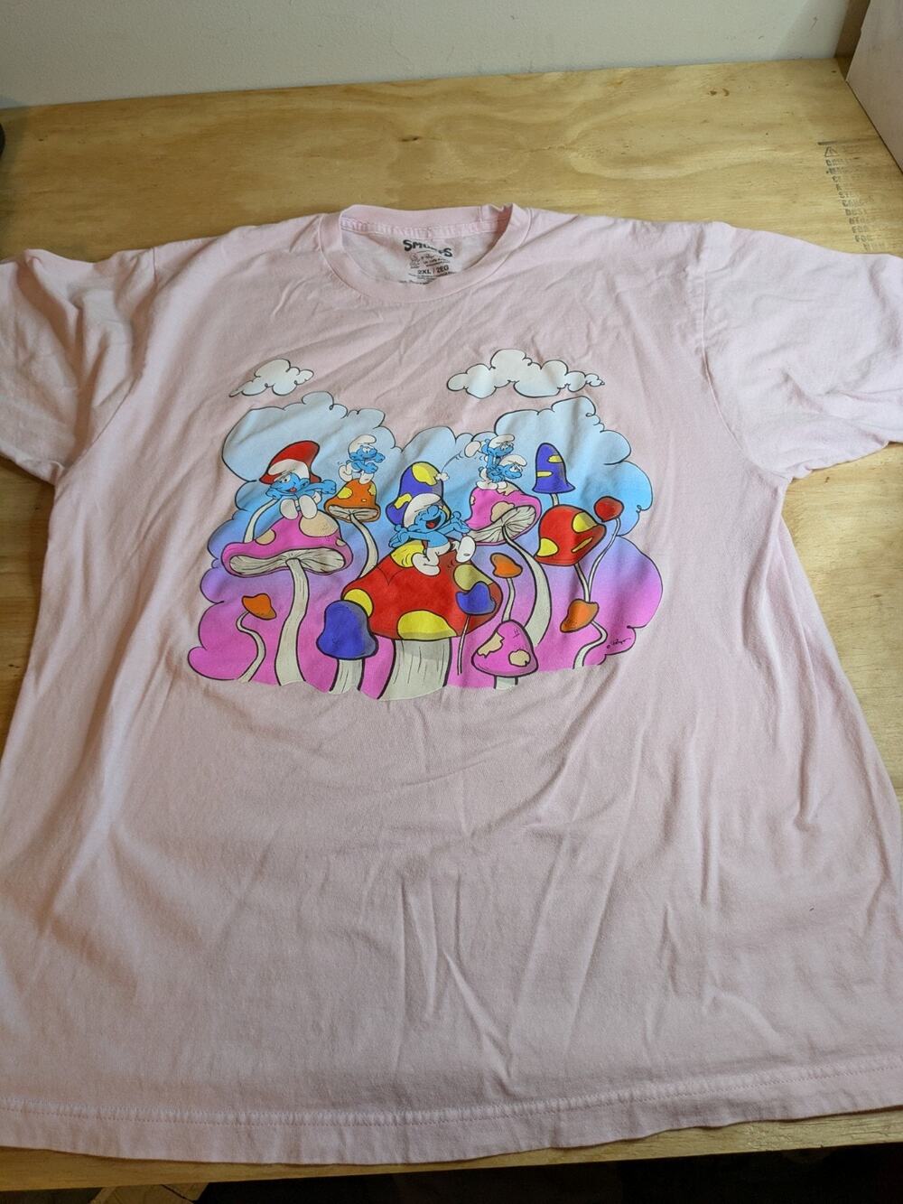 Smurfs Women's Tee Shirt Sz 2XL Pink Smurfs Short Sleeve Shirt
